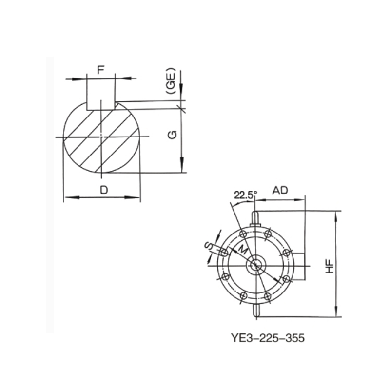 立式安裝、機(jī)座不帶底腳、端蓋上有凸緣的電動(dòng)機(jī)